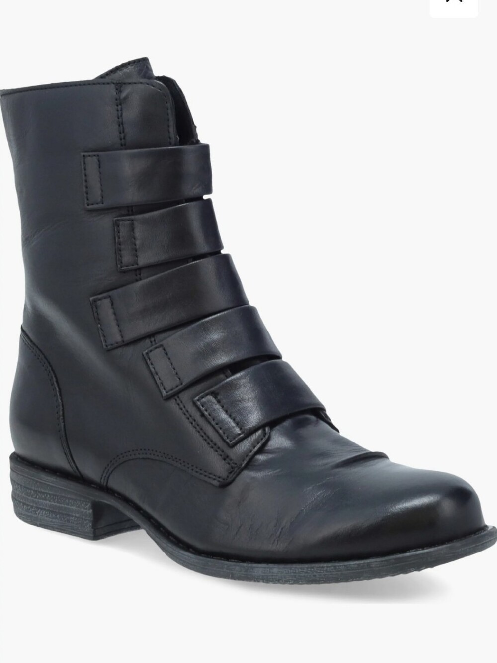 Miz Mooz Leighton Black Leather Strap Moto Ankle Bootie Size 9